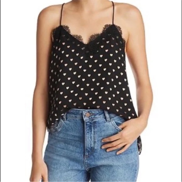Cami NYC Lace Heart Camisole Black Pink - Picture 8 of 8